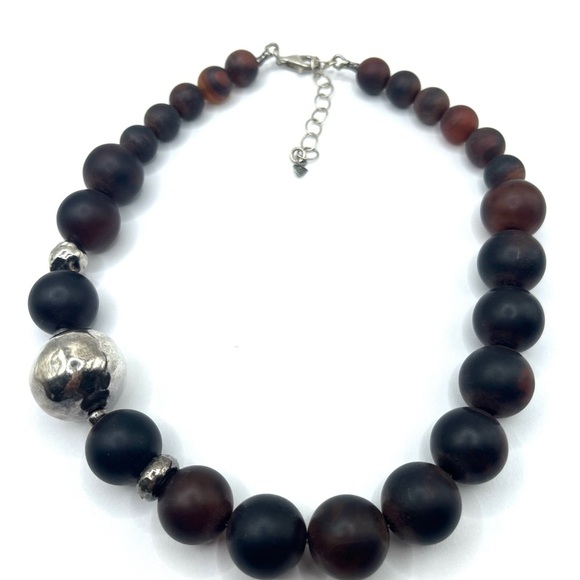 Bold Silpada 925 Sterling Silver & Brown Red Agate  Beads Necklace Chunky - Picture 1 of 9
